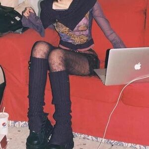 Y2K ethereal fairy dream purple sweater sheer blouse size S